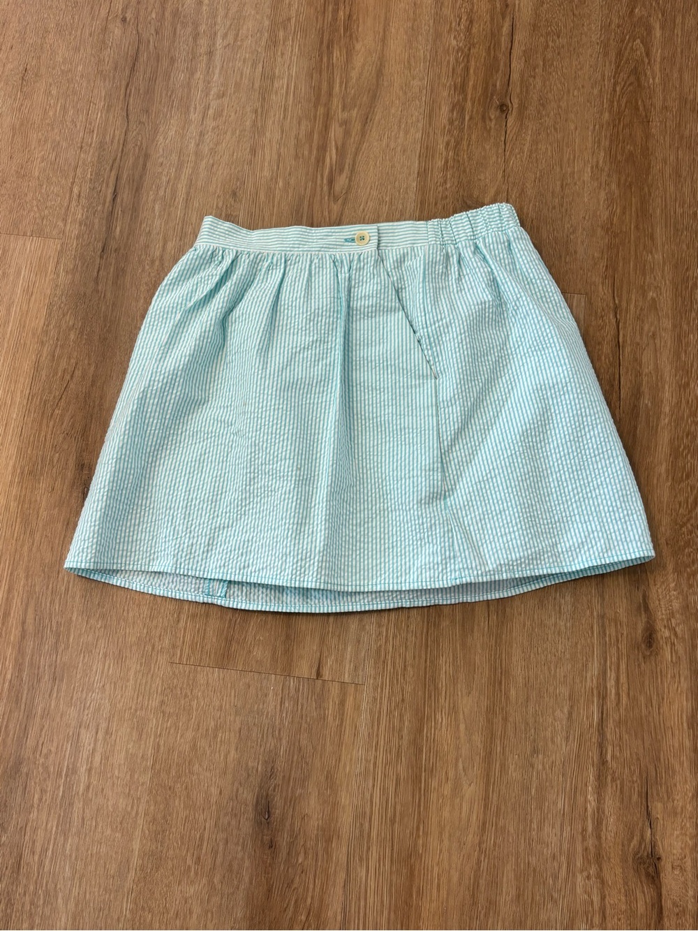 Lilly Pulitzer Light Blue Seersucker A-Line Skirt